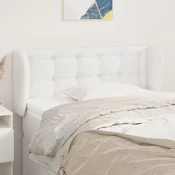 Greatstore Vzglavje z ušesi bel 83x23x78/88 cm umetno usnje