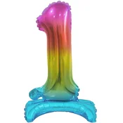 GoDan B&C folija balon številka 1 stoječa mavrica 38 cm