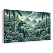 Slika dinozavri v džungli z vulkani - 120x80