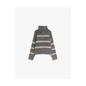 Bershka Pulover rjava/temno siva/bela