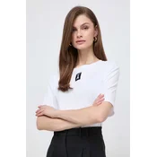 Bombažna kratka majica Patrizia Pepe ženski, bela barva
