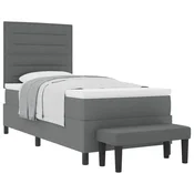 Vidaxl Postelja z vzmetnico z blazino Temno siva 90 x 200 cm blago