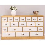 Casa Padrino country style chest of drawers natural/white 180 x 48 x H. 95 cm - Solid wood cabinet with 19 drawers - Country style furniture - Furniture in country style