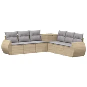 Set sofe 7 pcs Bež i svijetlo siva Poli Rattan i celik