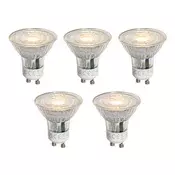 Komplet 5 GU10 50mm LED žarnic prozornih 1W 80 lm 2200K