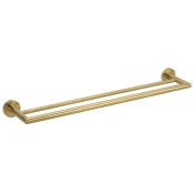 X-ROUND GOLD dvojno držalo za brisače 600x120 mm, zlato mat - Zlata mat barva - 655x55x120 mm - Sapho - X-ROUND - 24 - Medeninasti - 655 - Držalo za brisače: večročno - Krožni - PVD premaz - 655 - 55 - 120 - 14