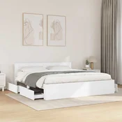 Krevetna konstrukcija s uzglavljem 2 pcs Bijeli 193 x 203 cm
