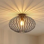 Lindby Maivi stropna svetilka, črna, 40 cm, železo, kletka - Dnevna soba/jedilnica - Sodobni - Kovina