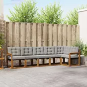 Set vanjskih sofa s jastukom 6 pcs Prirodna i svijetlo siva