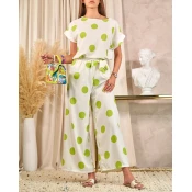 Resti Green and white womens pea set