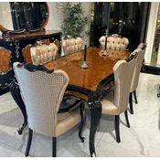 Casa Padrino luxury baroque dining room set gold/brown/black/silver - 1 Baroque Dining Table & 6 Baroque Dining Chairs - Baroque dining room furniture - Noble & Magnificent