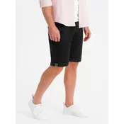Ombre Classic mens chino shorts with rolled up leg - black
