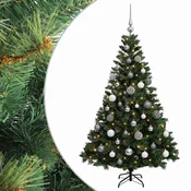 Vidaxl Umjetno božično drevo z okrasnimi kroglami 150 cm 150 LED