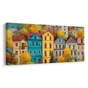 Slika pisane hiše v jeseni - 120x60