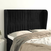 Vidaxl vidaXL Vzglavnik s krilci, črn 147x23x118/128 cm, žamet