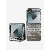DKNY PU Leather Repeat Pattern Bottom Stripe Zadní Kryt pro Samsung Galaxy Z Flip 6 Brown Ovitek za telefon Vijolična