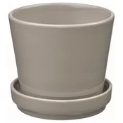 KLOTLÖNN Saksija s tacnom, unutra/spolja/siva/bež, 9 cm