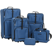 VIDAXL Komplet potovalne prtljage 5 kosov modro blago