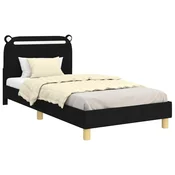 Vidaxl Otroški posteljni okvir z vznožjem Črna 90 x 200 cm Blago