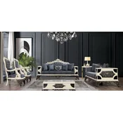Casa Padrino luxury baroque living room set blue/white/bronze/gold - 2 Baroque Sofas & 2 Baroque Armchairs & 1 Baroque Coffee Table - Luxury furniture in baroque style - Baroque furniture