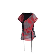 Desigual Majica siva/rdeča/črna/bela