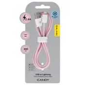 BLAVEC Candy pleten USB-kabel Lightning 2.4A 3 metre Apple CarPlay CCA-UL24P30 roza