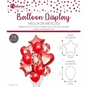 IRIS Balloon Set, 30351-REDC promjer 18 i 9 cm, oblici srca/zvijezde/sfere, ružičasta/zlatna, prazne/napunjene konfeticama