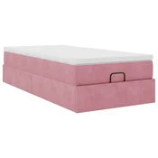 Vidaxl Otomanski posteljni okvir z vzmetnico roza 100x200 cm žamet