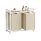 Songmics Košara za perilo 2 snemljivi vreči 73x33x72 cm bež