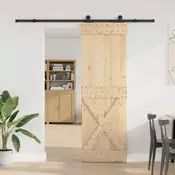 vidaXL Drsna vrata NARVIK Naravna in črna 70 x 210 cm (213,5 cm)