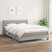 Greatstore Box spring posteljni z vzmetnico svetlo siv 140x190 cm blago