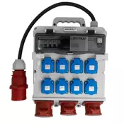 shumee Gradbena razdelilna omarica 2x16A 32A CEE 8x230V z zaščito kabla Doktorvolt TR-S/FI DV-5022-D