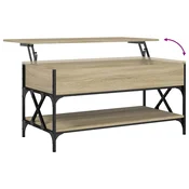 Greatstore Klubska mizica sonoma hrast 100x50x50 inženirski les in kovina