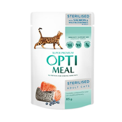 OPTI MEAL Cat Adult vrečka - LOSOS z borovnicami v želeju 85 g