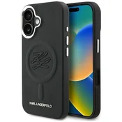 Ovitek Karl Lagerfeld Initial & Metal Logo MagSafe ovitek za iPhone 16, črn (KLHMP16SPGFKLRDK)