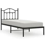 Vidaxl Kovinski posteljni okvir z vzglavjem črn 90x200 cm