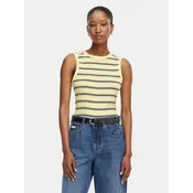 TOMMY HILFIGER Top Stripe Slim Tank  svetlo rumena / črna / bela