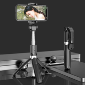 Selfie stick s trinožnim stojalom za mobilne naprave - črn