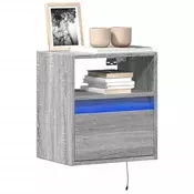 Zidni TV ormaric s LED svjetlima siva boja hrasta 41x31x45 cm