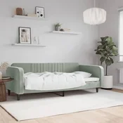 shumee vidaXL Kavč z ležiščem svetlo siv 90x200 cm oblazinjen z žametom