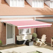 Vidaxl Retraktilna tenda Rdeča in bela 400 × 300 cm Tkanina in kovina