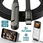 Cool Mango spojni USB-C kabel s ugradenim stalkom za telefon, 240 W, 1 m - FlexCharge