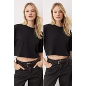 Trendyol Milla ženska majica Twoss24Ts00224, crna-crna