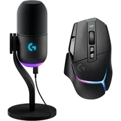 Logitech G komplet brezžične igralne miške G502 X Plus in žičnega mikrofona Yeti GX črne barve