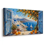 Slika santorinska obala s pomarančami - 90x60
