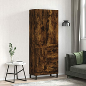 Greatstore Visoka komoda dimljen hrast 69,5x34x180 cm inženirski les