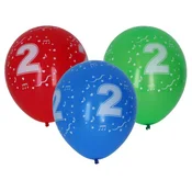 Napihljiv balon 30cm - set 5 kosov, s številko 2
