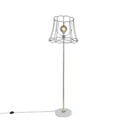 Retro stoječa svetilka medenina z okvirjem Granny črna 45 cm - Kaso