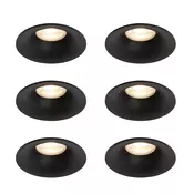 Komplet 6 črnih vgradnih reflektorjev GU10 50 mm - Gijs
