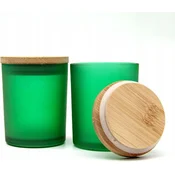 shumee Steklen kozarec s pokrovom za svečke za vatne blazinice, mat zelen, 200 ml, 2 kosa.